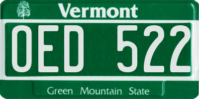 VT license plate OED522