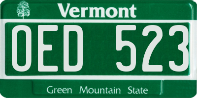 VT license plate OED523