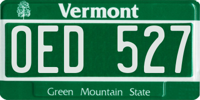 VT license plate OED527