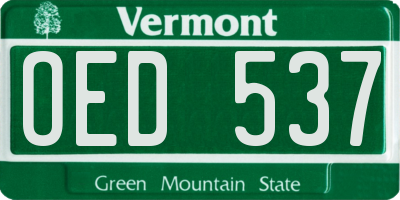 VT license plate OED537