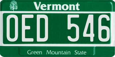 VT license plate OED546
