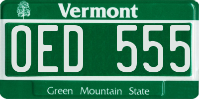 VT license plate OED555