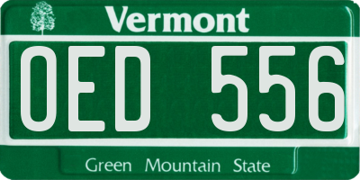 VT license plate OED556