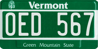 VT license plate OED567