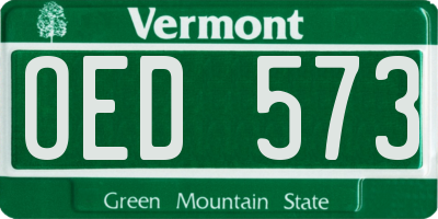 VT license plate OED573