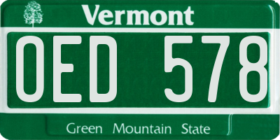 VT license plate OED578