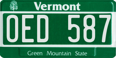 VT license plate OED587