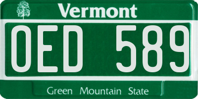 VT license plate OED589