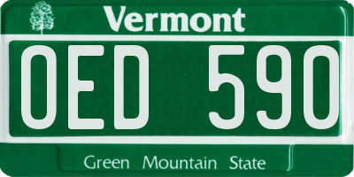 VT license plate OED590