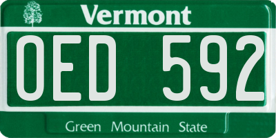 VT license plate OED592
