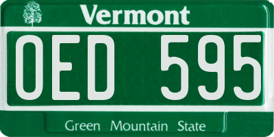 VT license plate OED595