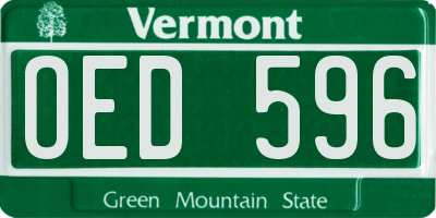 VT license plate OED596