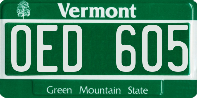VT license plate OED605