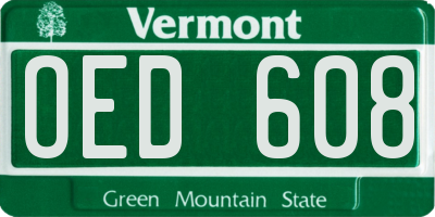 VT license plate OED608