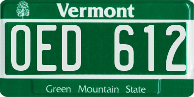VT license plate OED612