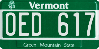 VT license plate OED617
