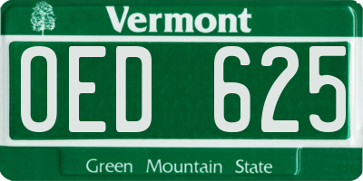 VT license plate OED625