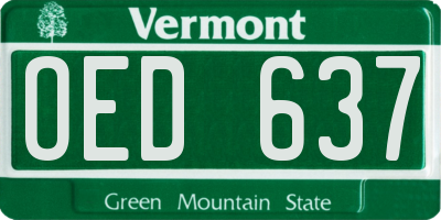 VT license plate OED637