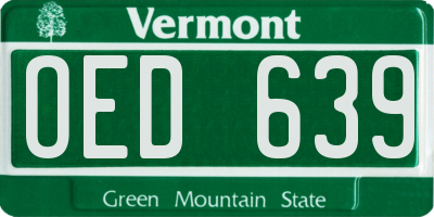 VT license plate OED639