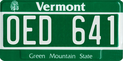 VT license plate OED641