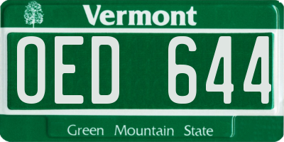 VT license plate OED644