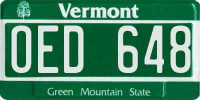 VT license plate OED648