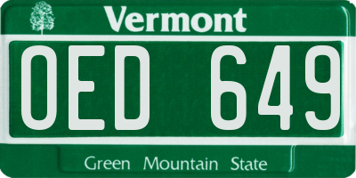 VT license plate OED649