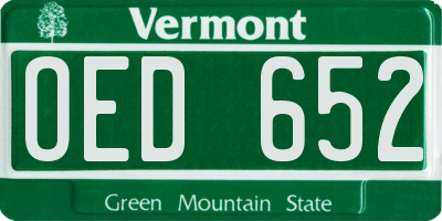 VT license plate OED652