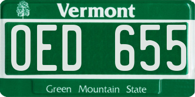 VT license plate OED655