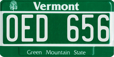 VT license plate OED656
