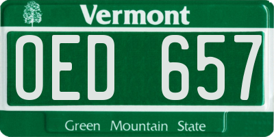 VT license plate OED657