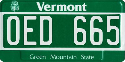 VT license plate OED665