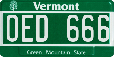 VT license plate OED666