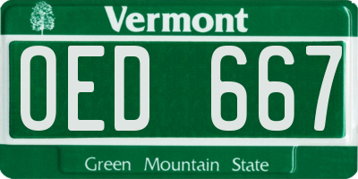 VT license plate OED667