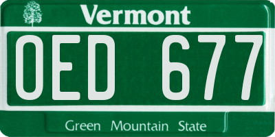 VT license plate OED677