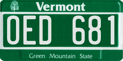 VT license plate OED681