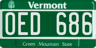 VT license plate OED686