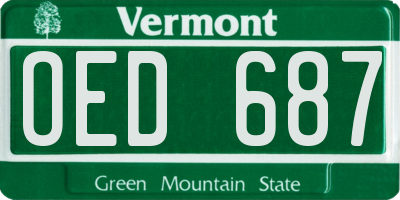 VT license plate OED687