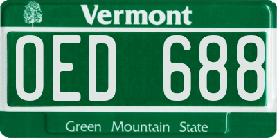 VT license plate OED688