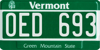 VT license plate OED693