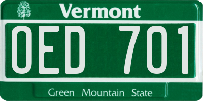VT license plate OED701