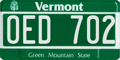 VT license plate OED702