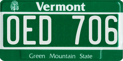 VT license plate OED706