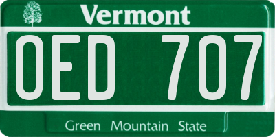 VT license plate OED707
