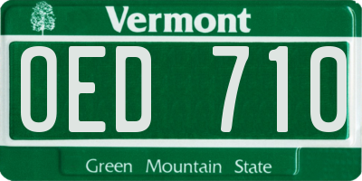 VT license plate OED710