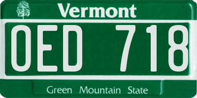 VT license plate OED718