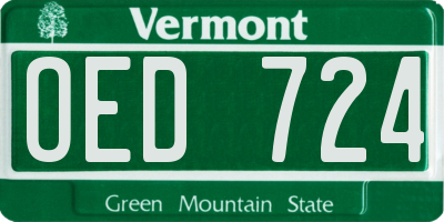 VT license plate OED724