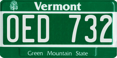 VT license plate OED732