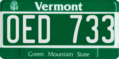 VT license plate OED733
