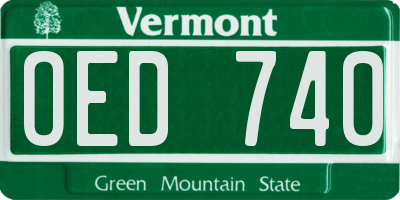 VT license plate OED740